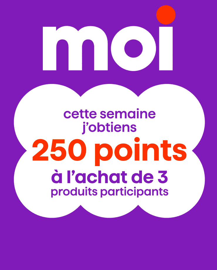 Obtenez 250 points Moi à l’achat de 3 produits participants, incluant les croustilles Lay’s et Ruffles, les grignotines Cheetos et les collations Crispy Minis.