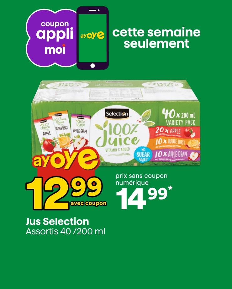 Profite de notre offre coupon appli Moi sur le jus Séléction