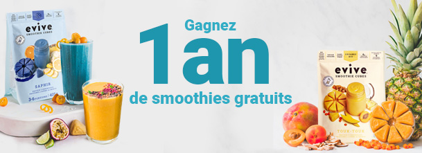 Concours Evive: Gagnez 1 an de smoothies gratuits