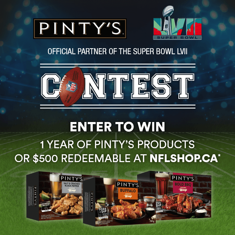 Contest - Enter to win 1 year of Pinty’s products or $500 redeemable at nflshop.ca*