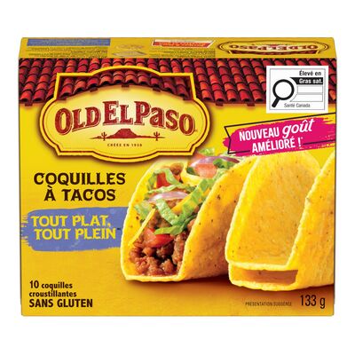 Produit: Coquilles à tacos à fond plat, Tout plat, tout plein